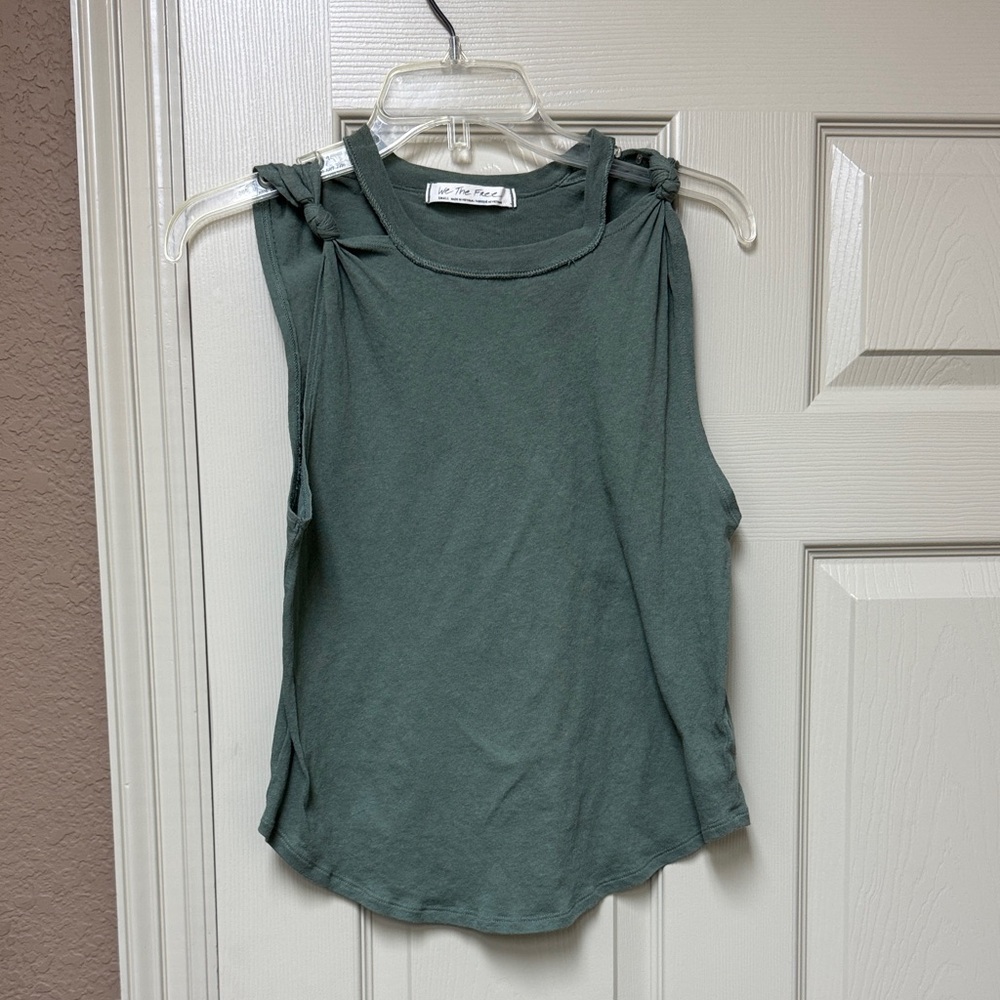 We the Free green knotted tank